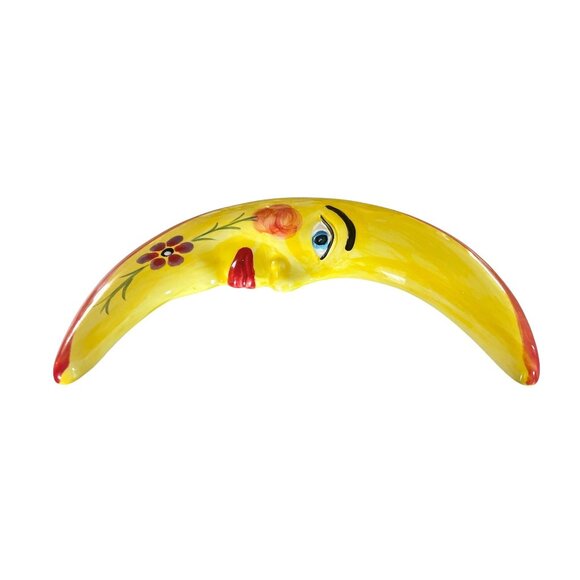 Hand Painted Ceramic Crescent Moon Wall Hanging Anoru S.L. Spain - Picture 4 of 5